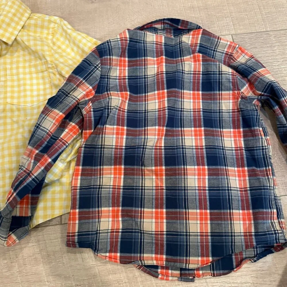 OLD NAVY CAT & JACK BOYS LONG SLEEVE BUTTON SHIRTS YELLOW BLUE 5T